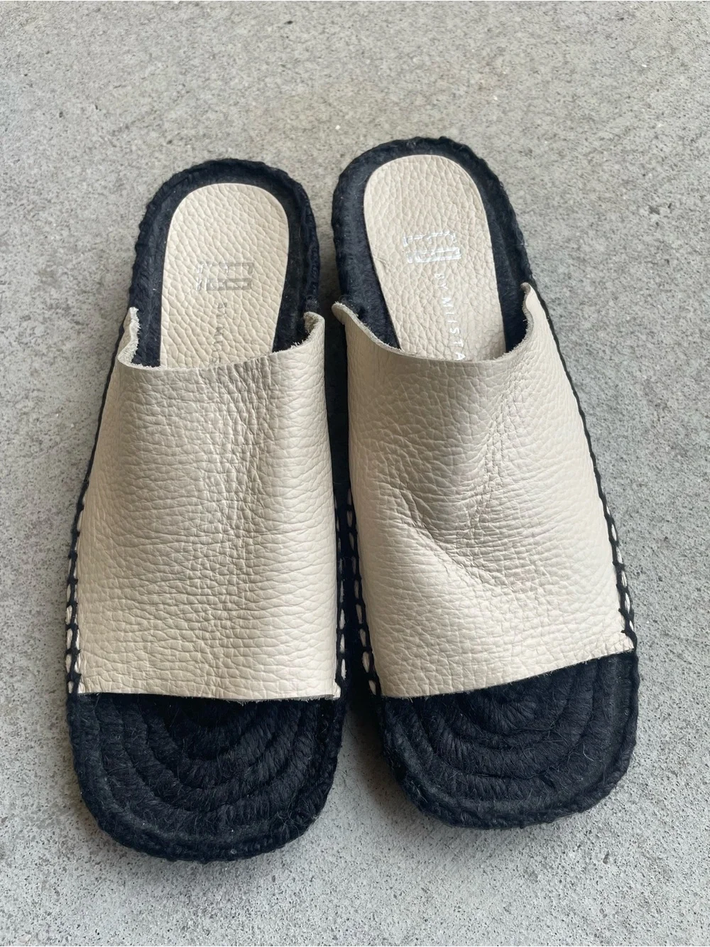 E8 By Miista Melina Grained Leather Cream Espadrille Sandals 7.5 EU 38 Classic